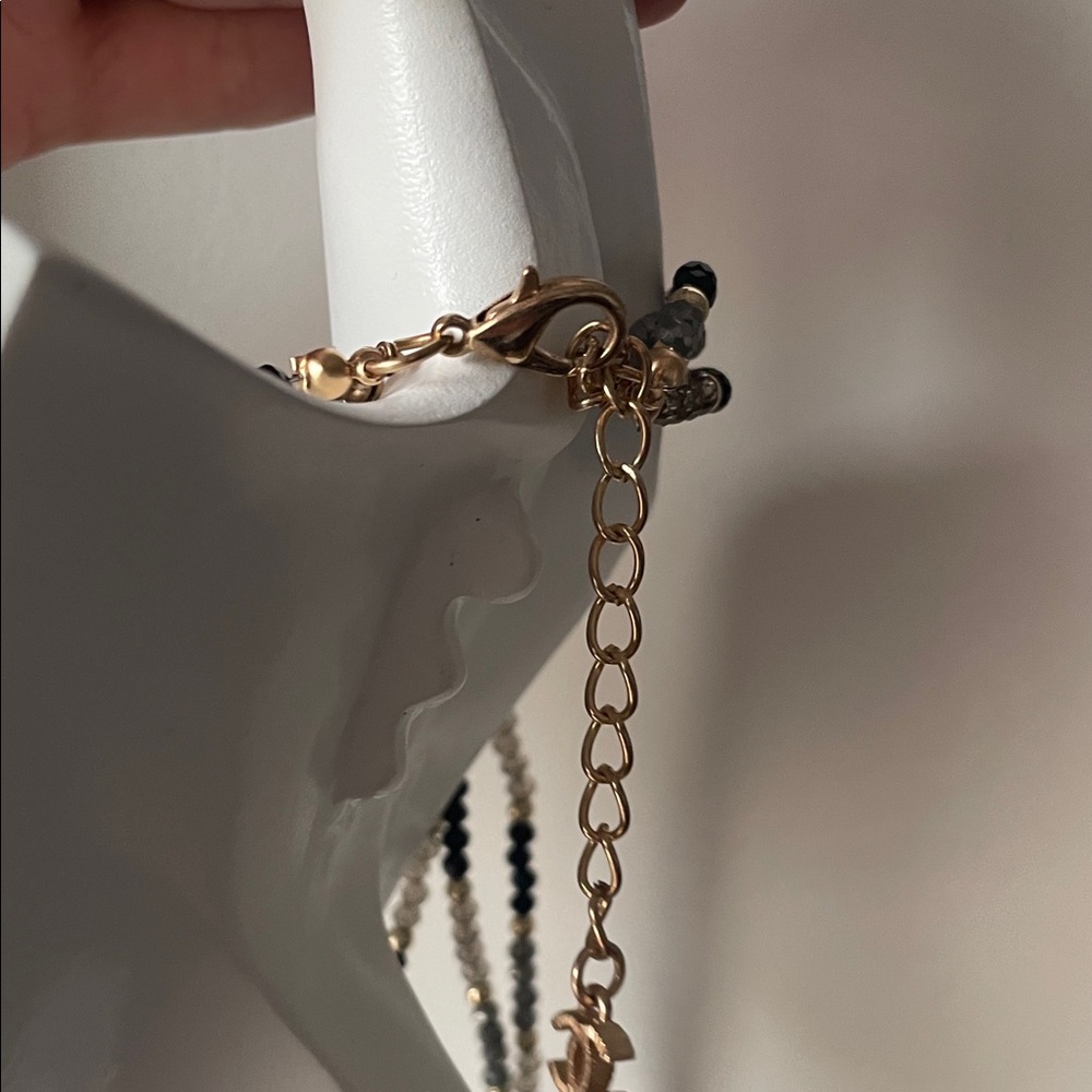Multi-Strand Black, Gray & Gold Beaded Necklace - Women Jewelry - Picture 4 of 7